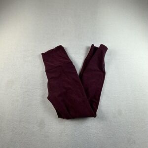 Beyond Yoga Pants Womens Small Burgundy High Rise Zip Ankle Pocket Stretch USA